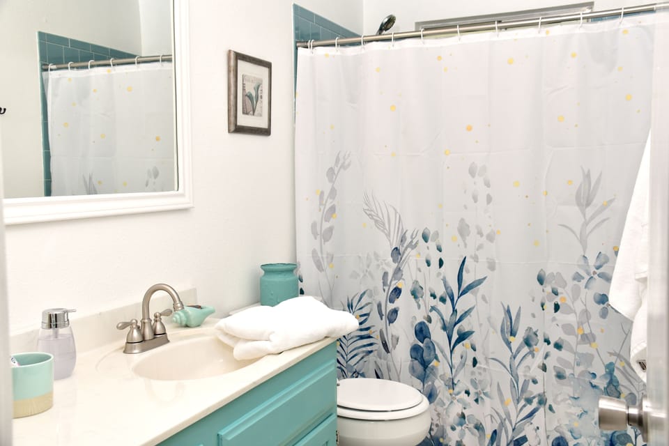 Bathroom 2 with shower and tub!