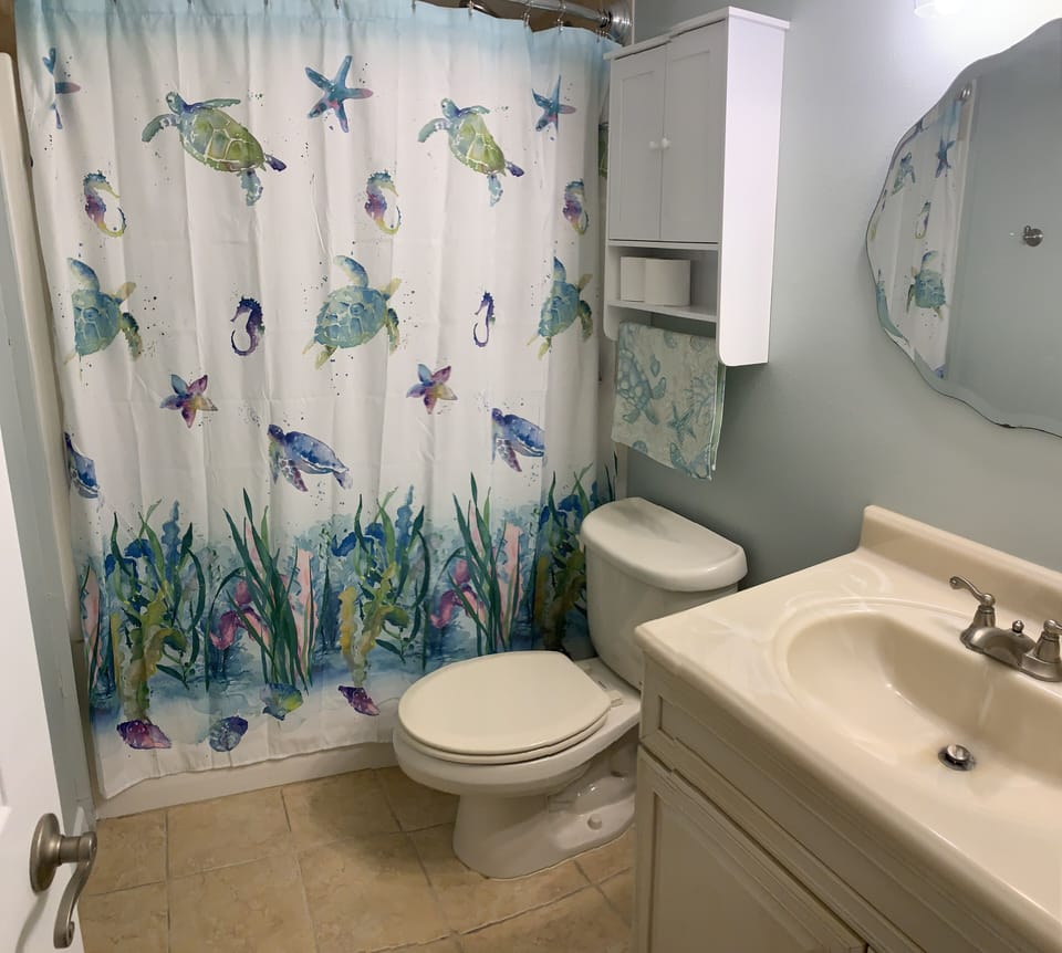 En-suite bathroom with tub/shower 