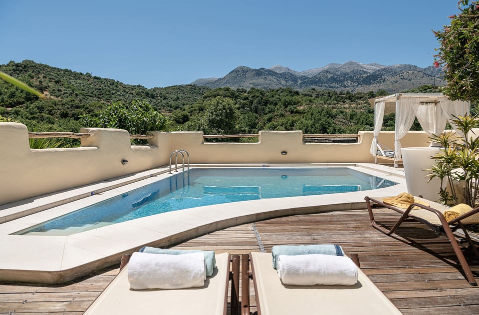 The pool features sunbeds and a bali bed for ultimate comfort