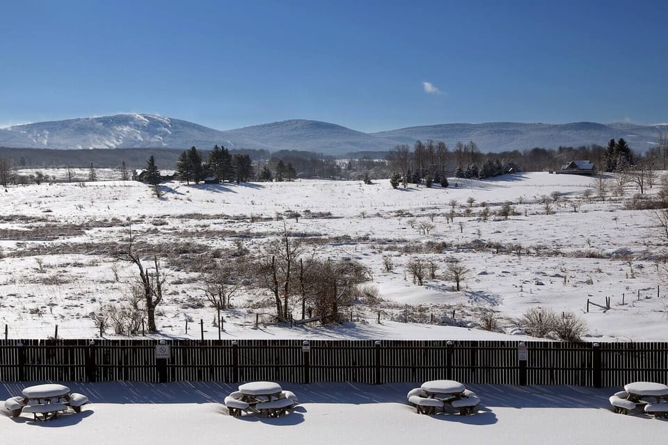 The resort in winter - Timberline is in the distance