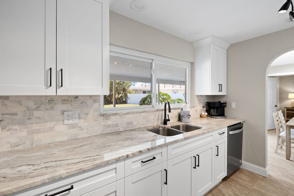 New kitchen with pass through window to the outside area