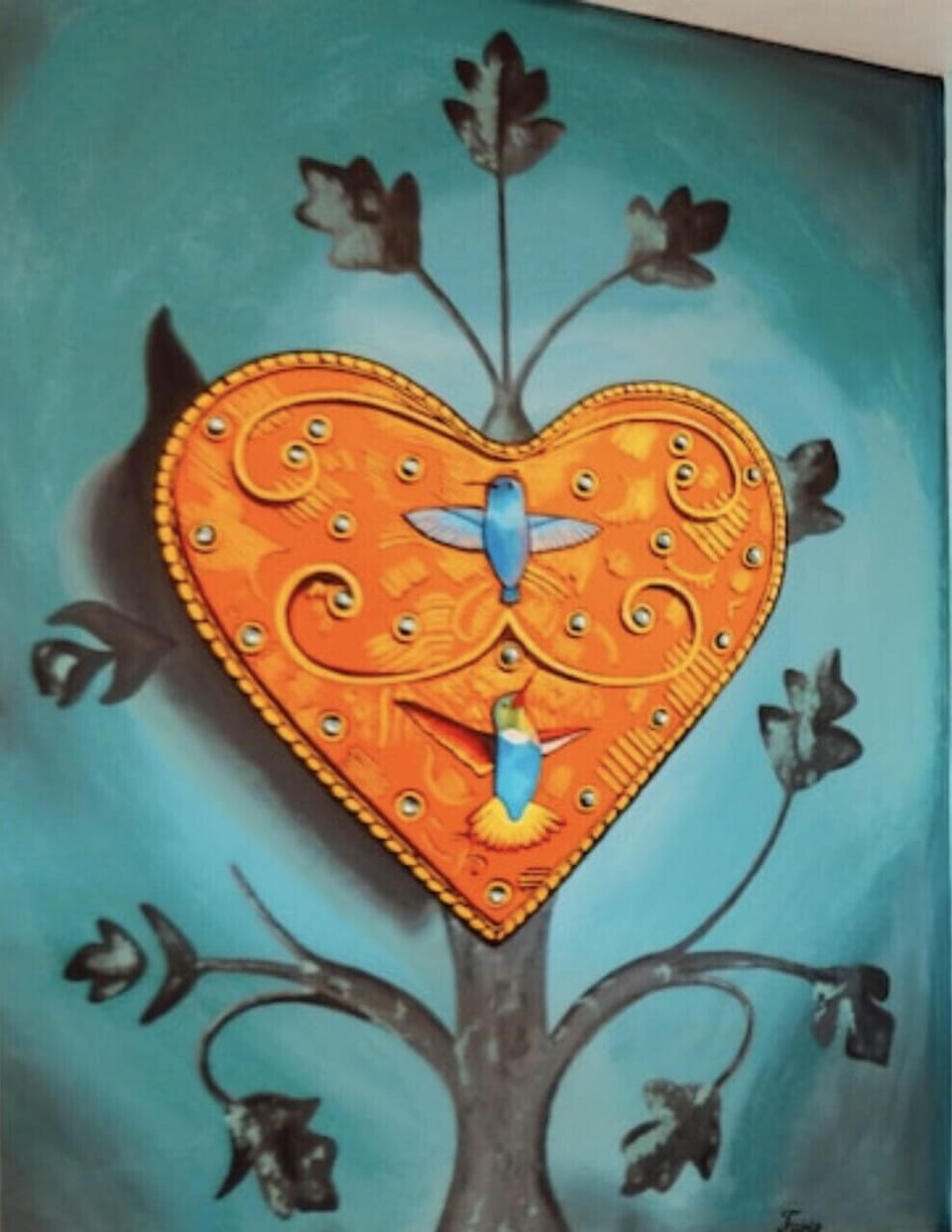 Hand-painted mural by a local artist located in the bathroom.