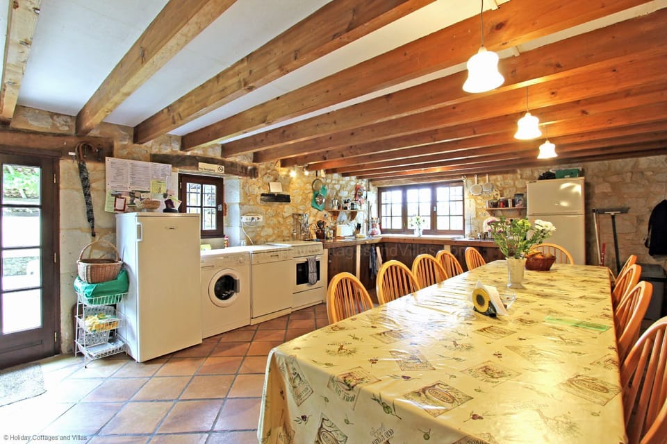 Large kitchen and dining table