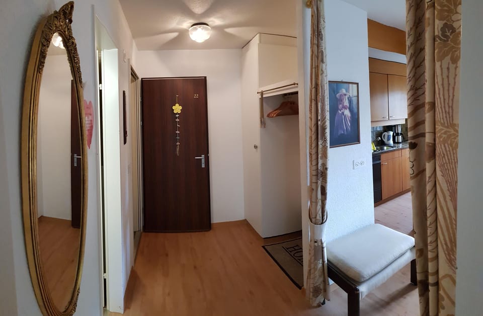 apartment entrance and clothes rack