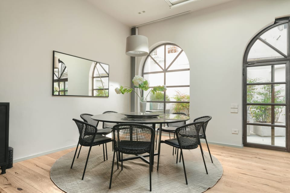 dining table with lazy Susan