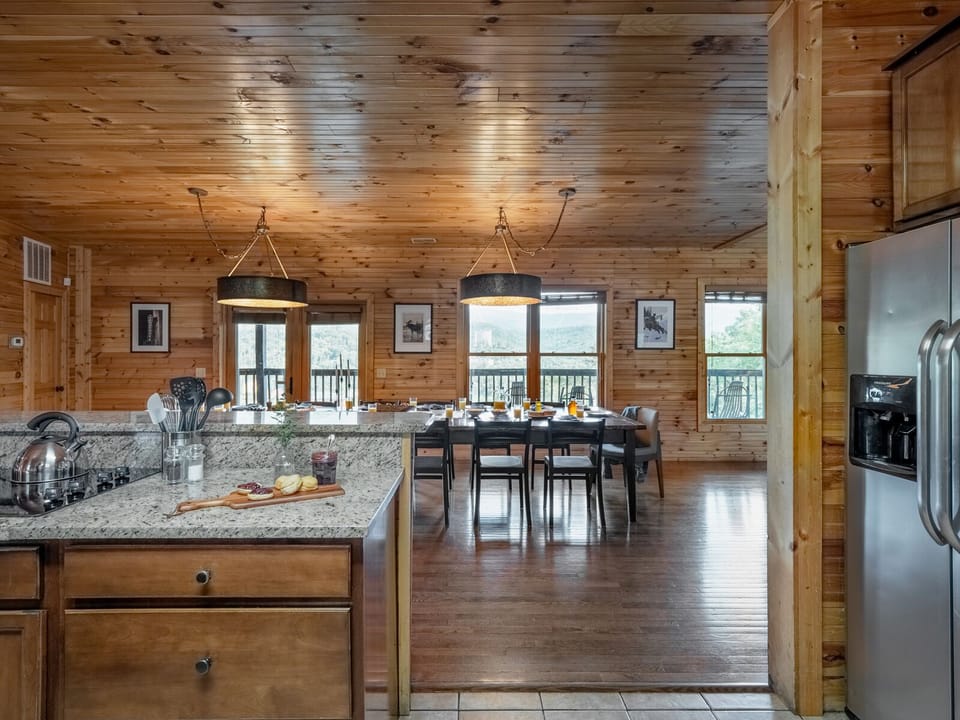 Dining and kitchen.
