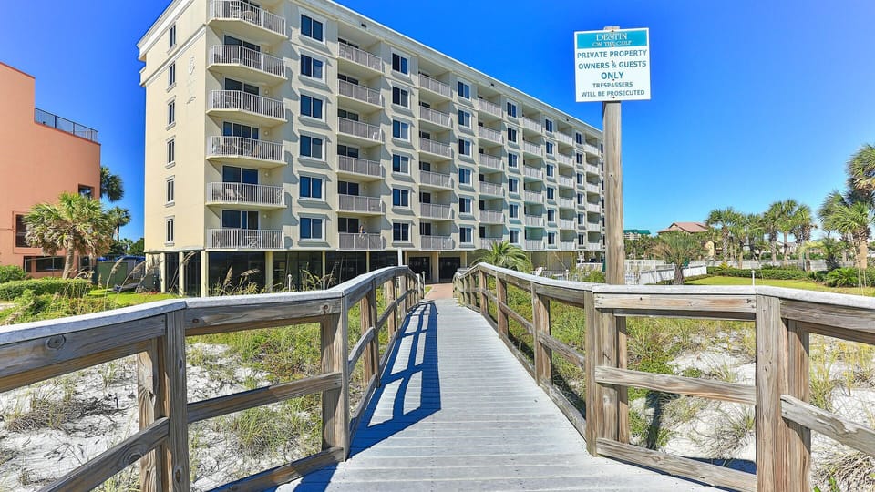 View of our building walking up from the beach