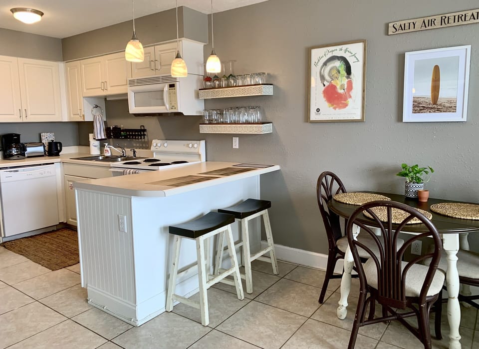 Dinning spaces for everyone! Table also folds and becomes larger is needed.