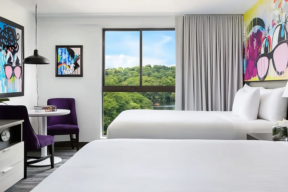 Wake up to treetop views from crisp beds and airy windows.