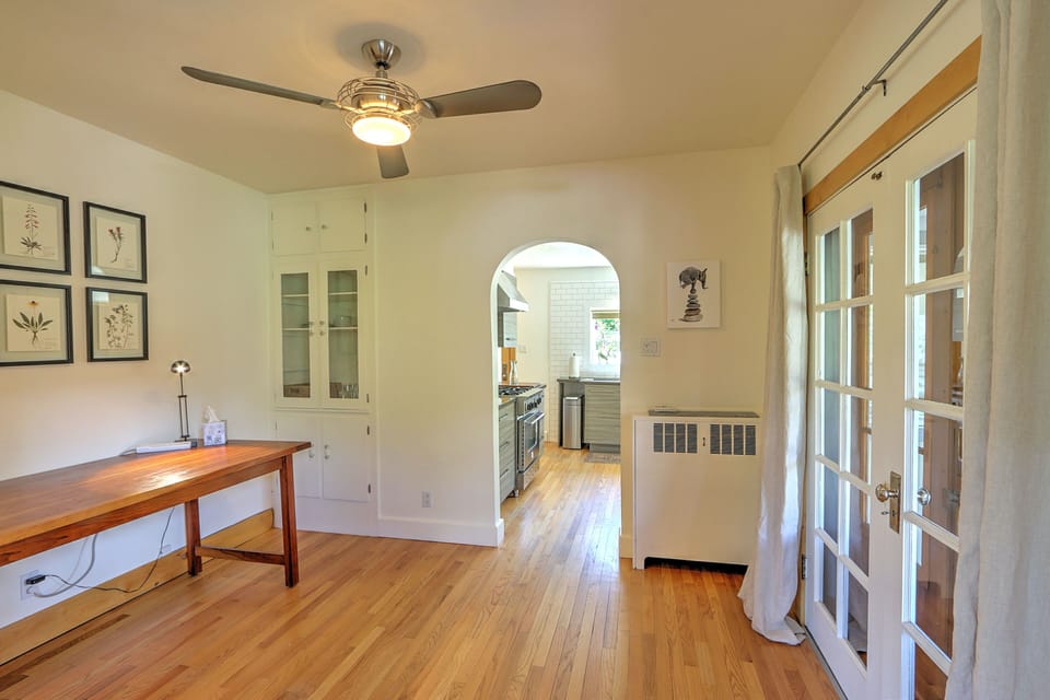 Workspace & French door entry to patio