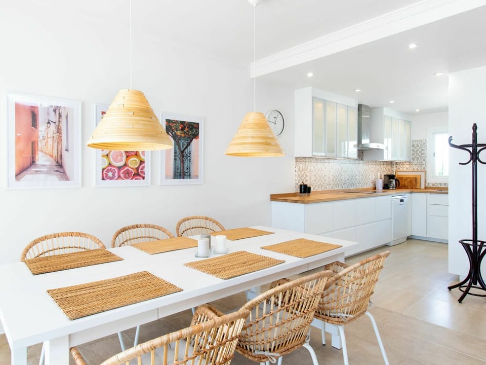 Table, Furniture, Property, White, Building, Azure, Chair, Interior Design, Lighting, Orange