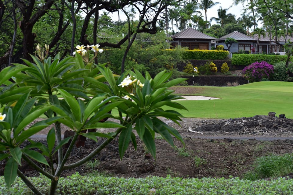 Views to the 3rd green of the Mauna Lani North golf course. May 2024.