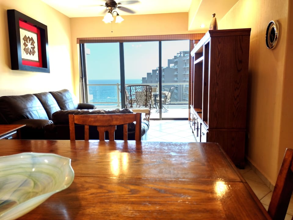 Living room with view of sea