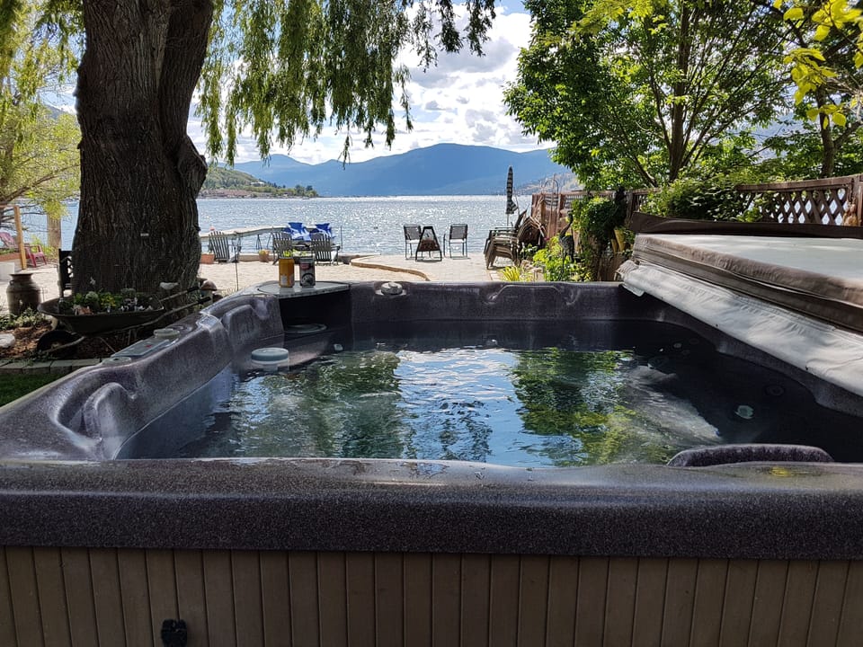 hot tub overlooking the lake
