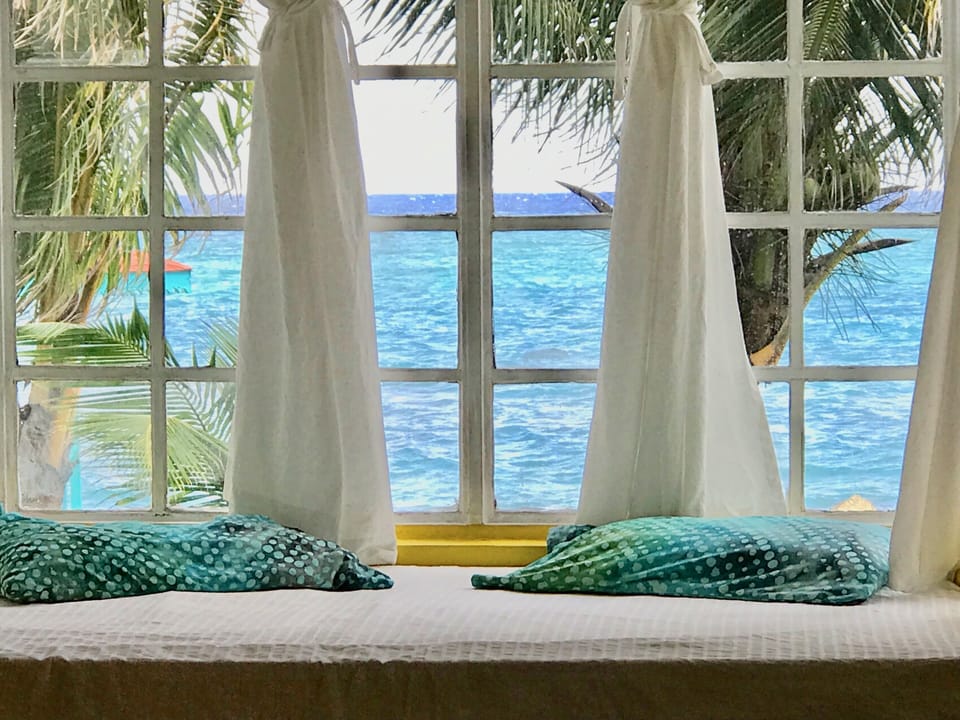 Window bed in bedroom. Sleeps 1 adult or 2 children. Wake up to that!  