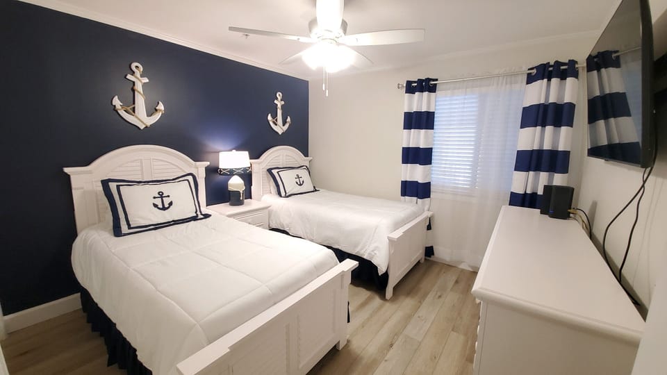 Bedroom 3 with its nautical theme.