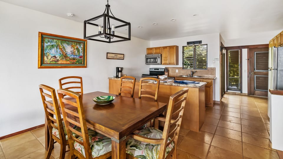 Nihi Kai Villas at Poipu #404 - Dining Room, Kitchen & Entry - Parrish Kauai