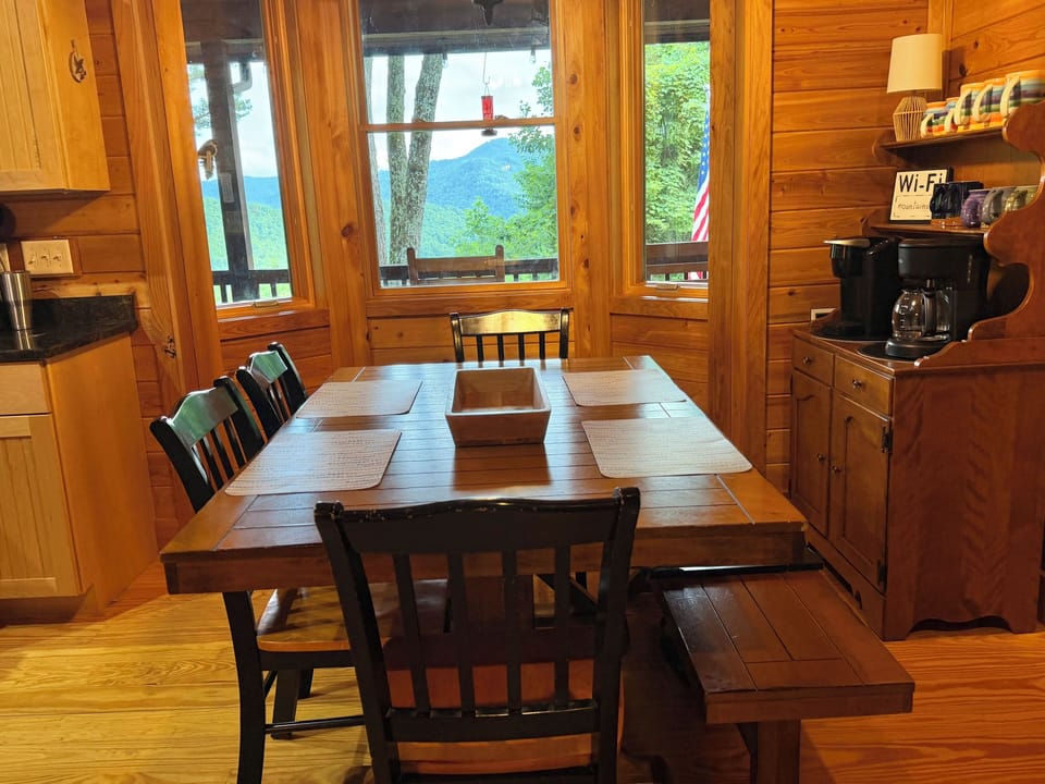 The gorgeous mountain view from the dining table!
