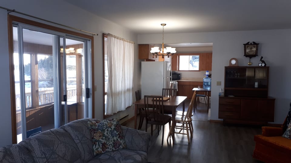 View from living room through to kitchen