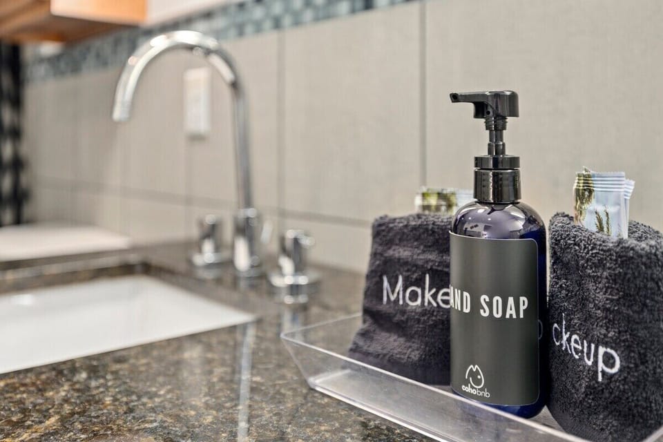 We provide the essentials, like hand soap, shampoo, conditioner, body wash, and makeup towelettes so you can enjoy the comforts of home while you're on vacation.