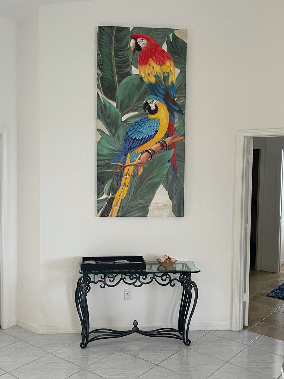 Entrance with information of area , wifi, and garage clicker