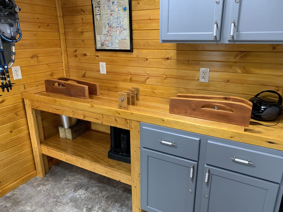 Sports: ski tuning, fishing poles,  bike repr std, paddles, life vests, snowshoe