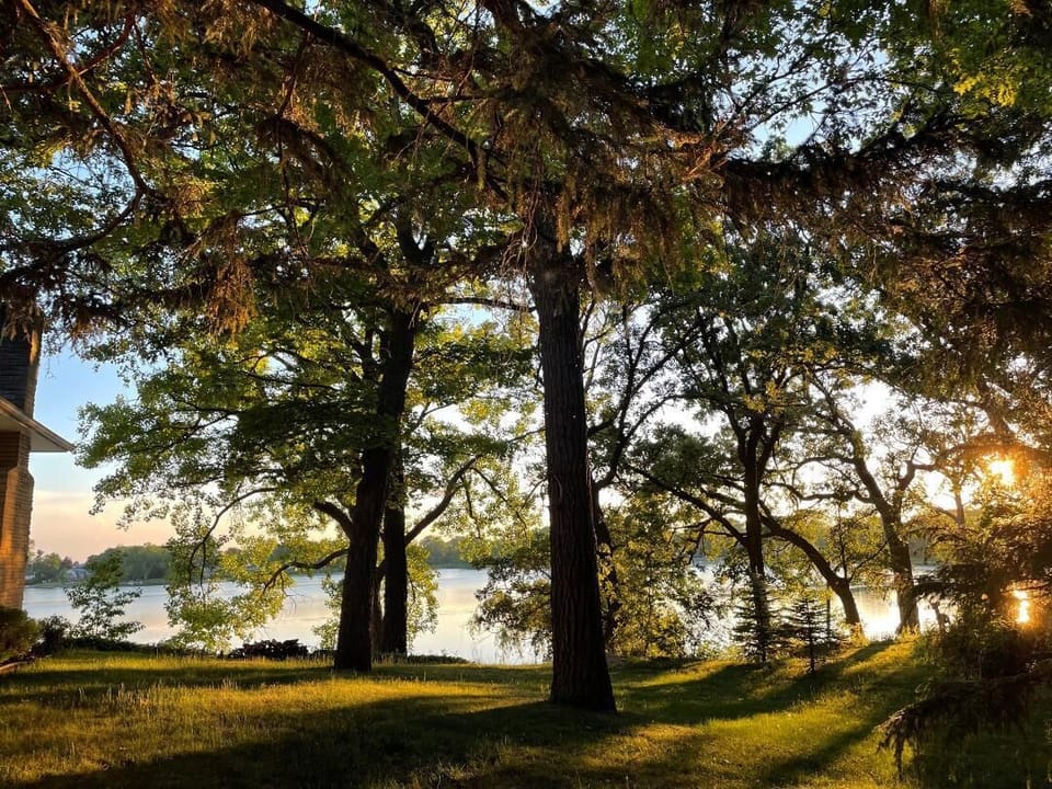 Sun setting on Cross Lake