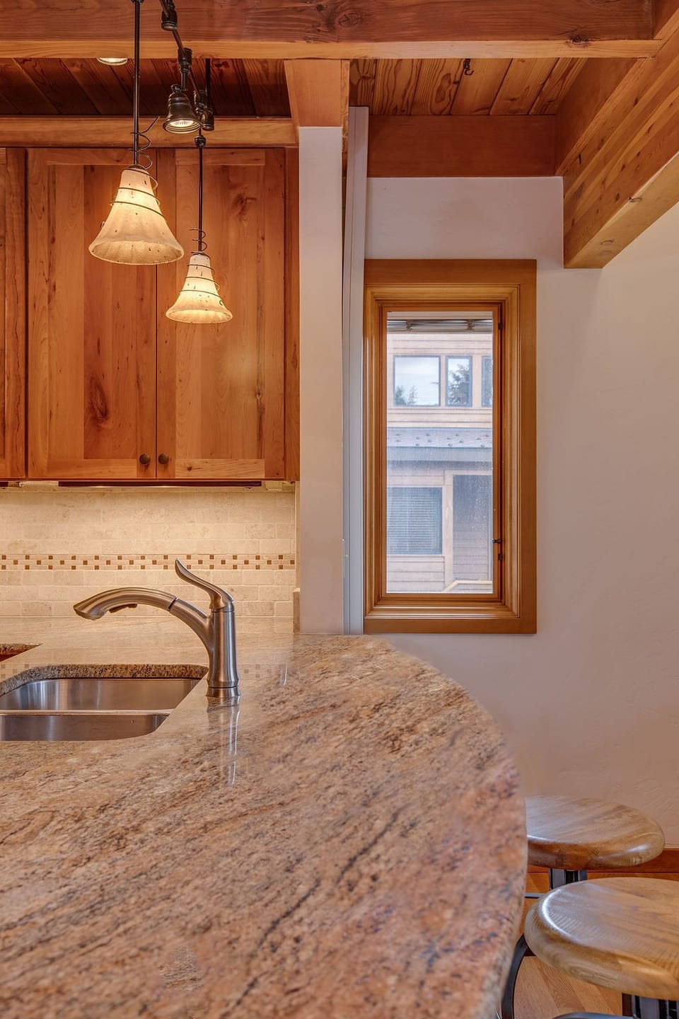 Bar stools at kitchen counter