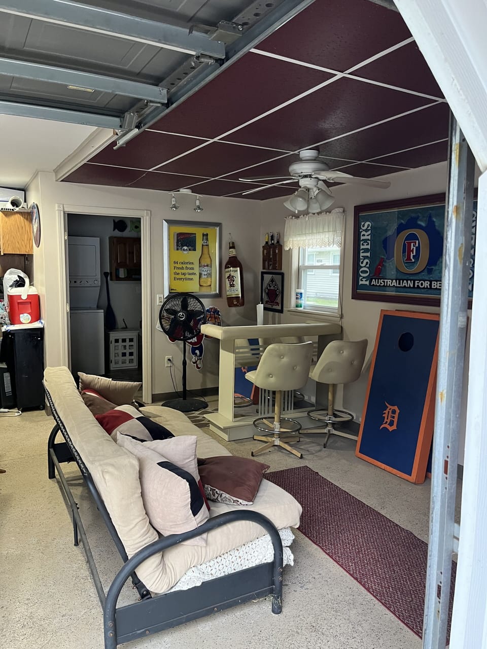 Lounge area in garage
