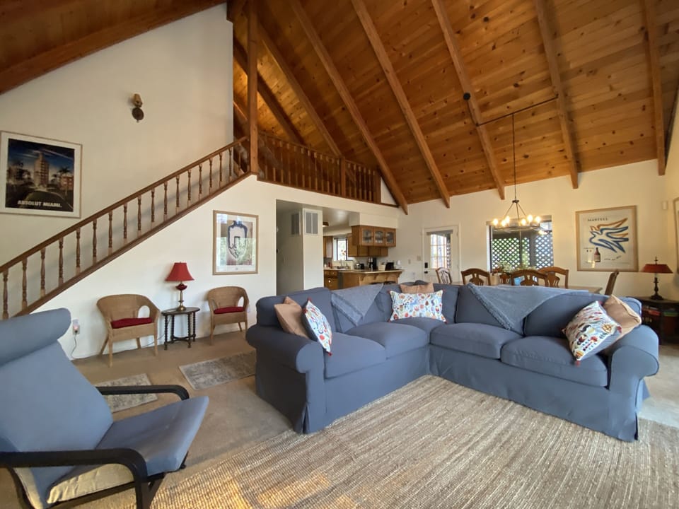 Spectacular open "Great room" with wood beams.