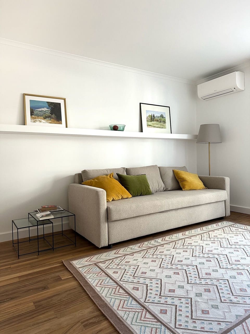 Comfortable sofa bed in living room