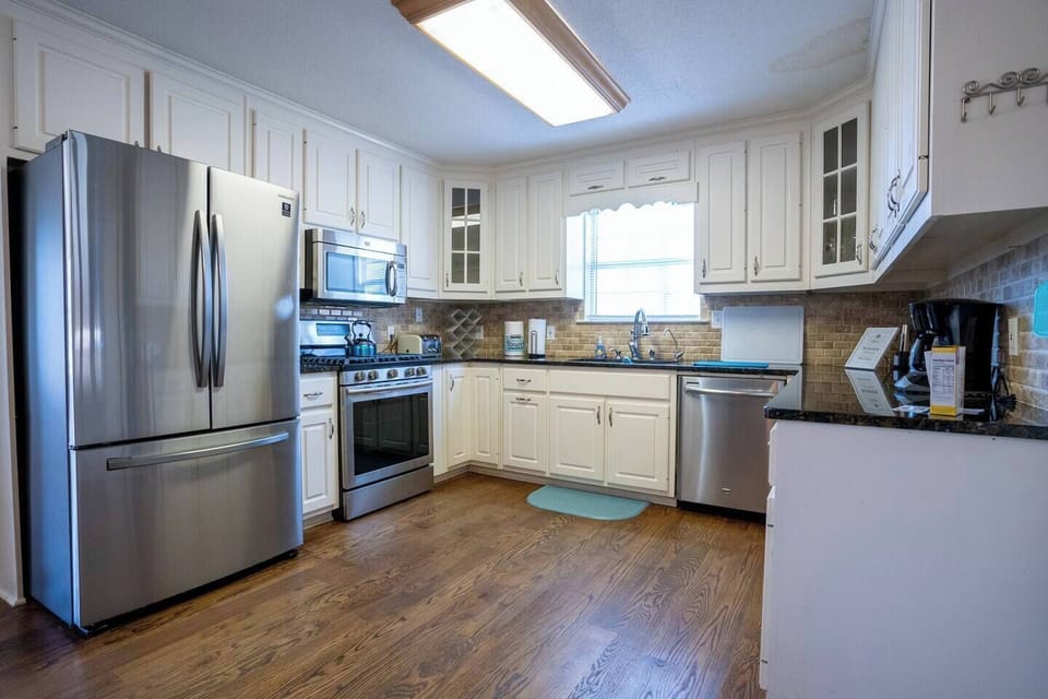 Kitchen with stainless steel appliances