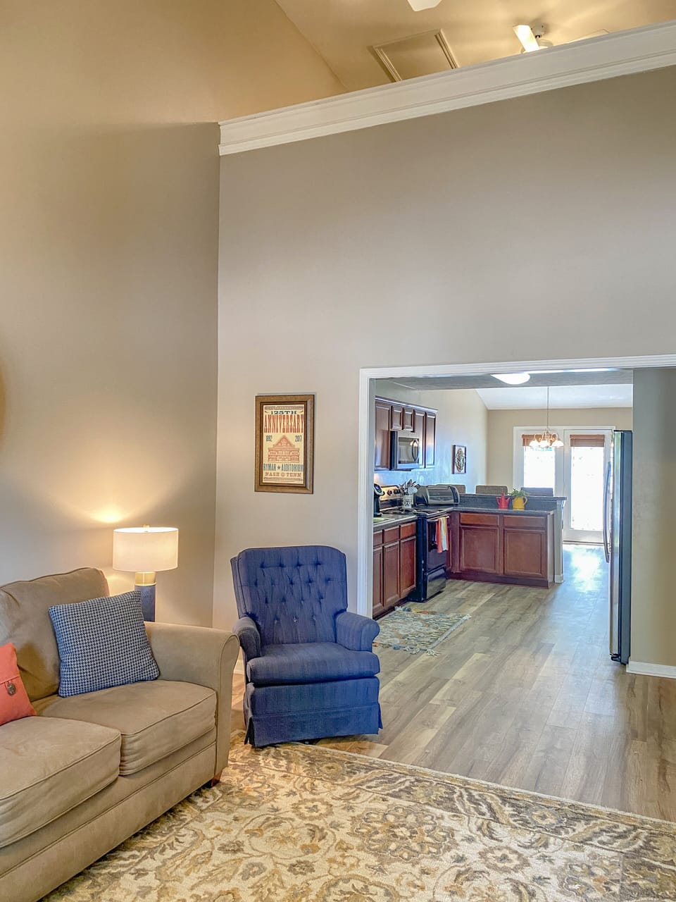 Loft/office overlooks living room