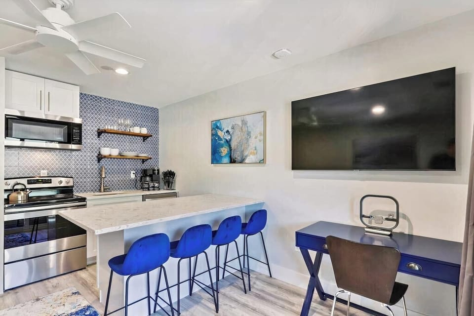 View of dining and kitchen area