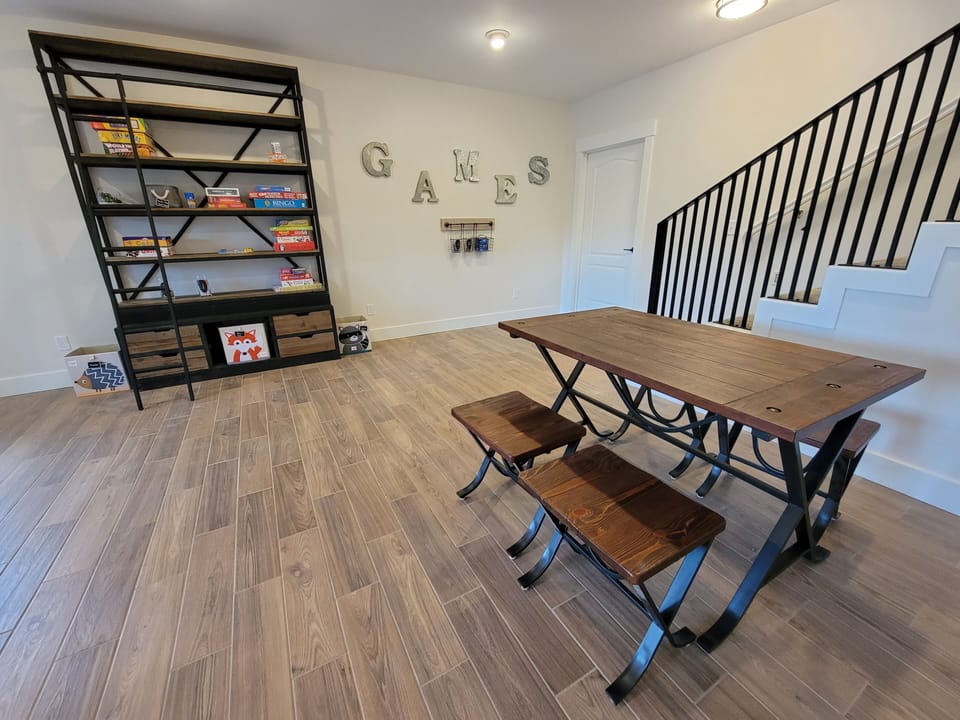 Basement board game, puzzle and kids activity area