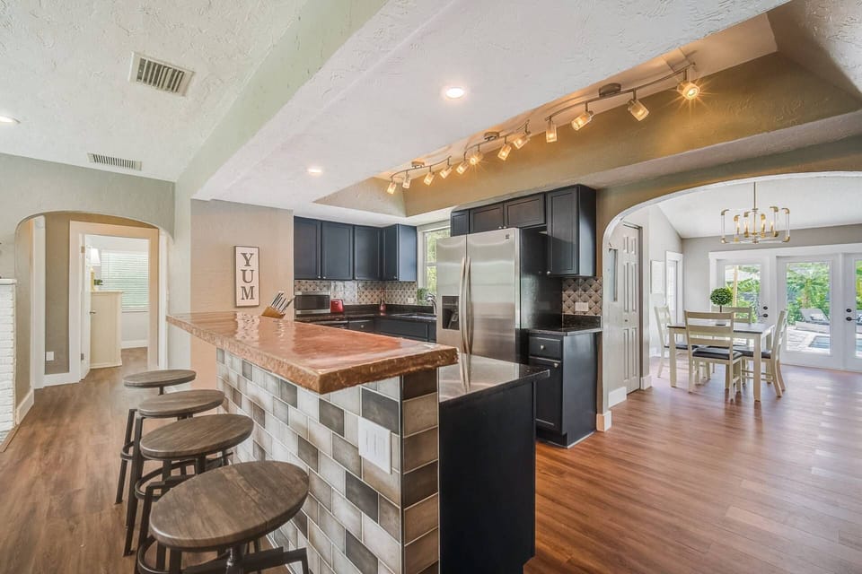 Fully stock and equipped kitchen for making meals at home.