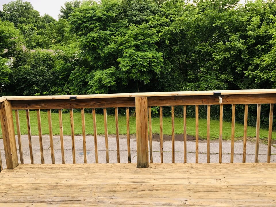Deck overlooking the additional parking 