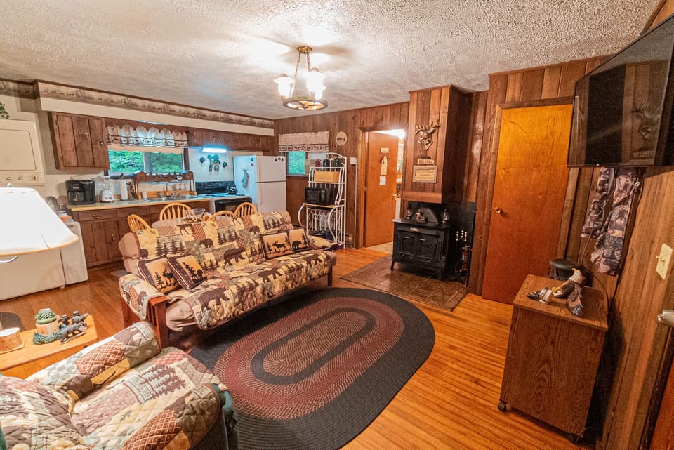 Relax in the cottage's rustic charm.