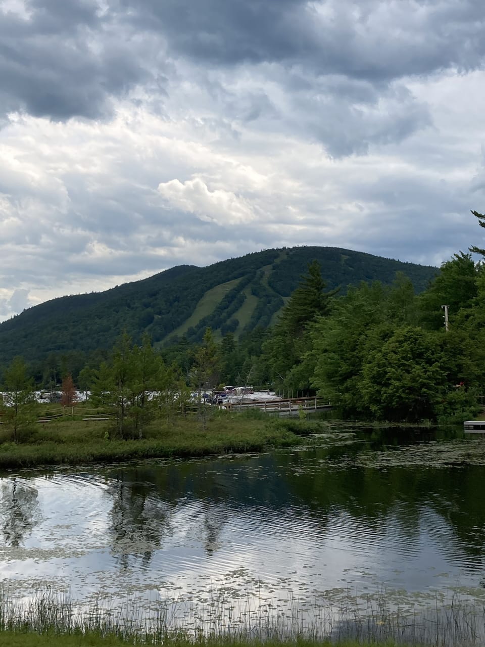 View of Shawnee Peak ski mountain from association beach.