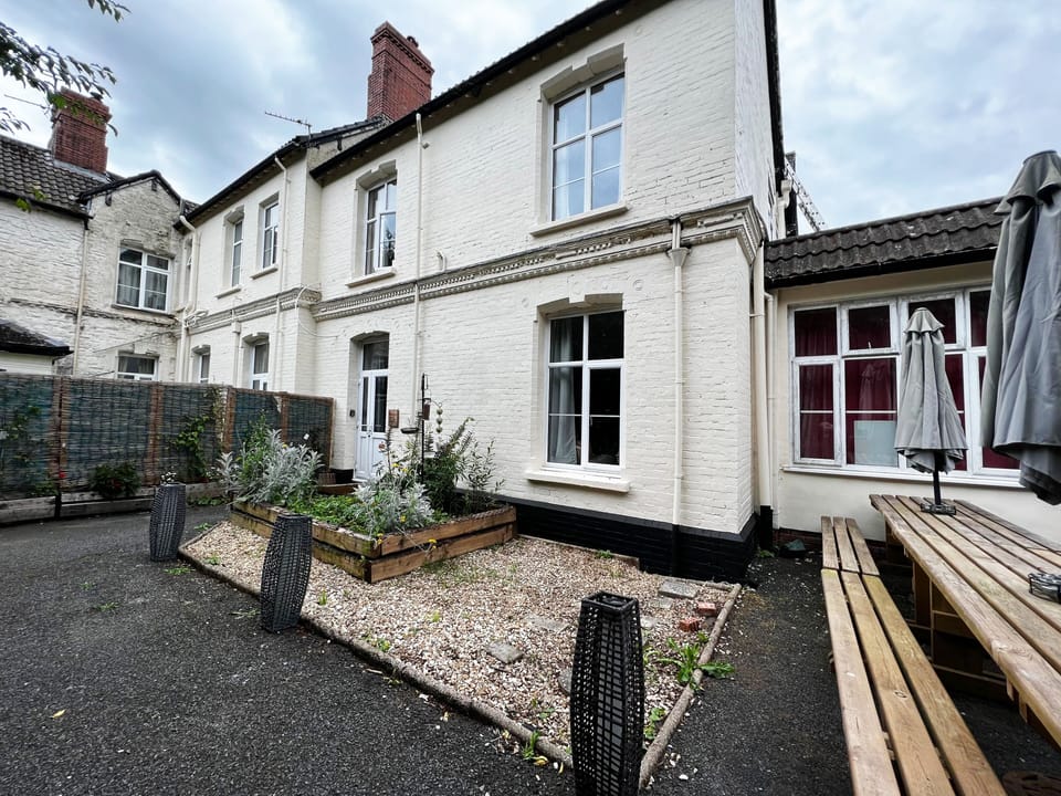 Annexe front door and some of the outside space
