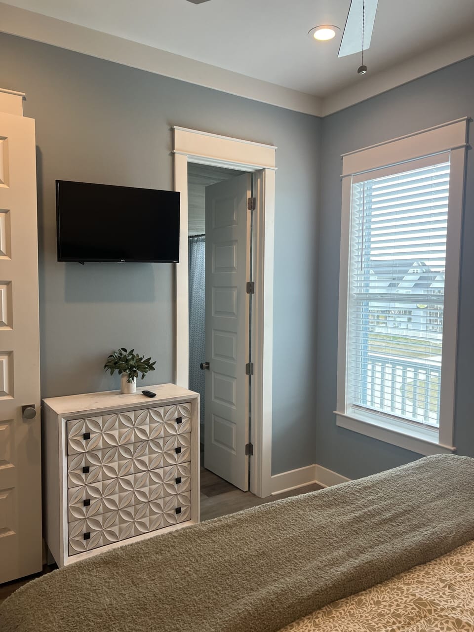 Attached bath in 2nd downstairs  room with king bed.  Smart TV.