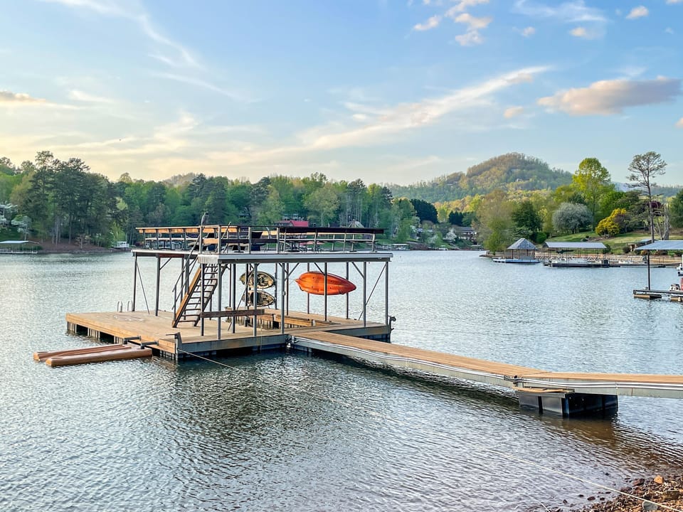 Enjoy the lake from the covered dock with boat slip and sun deck.