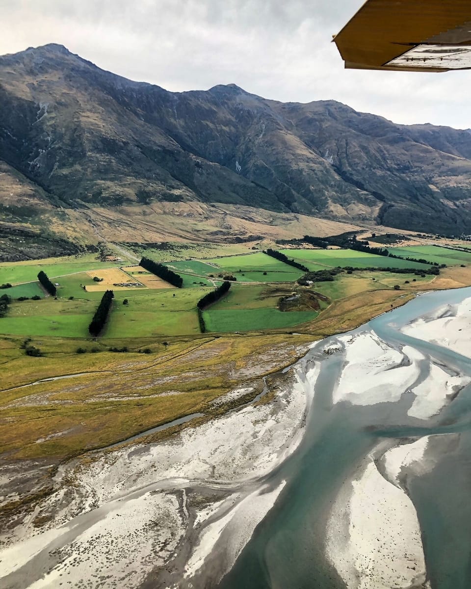 Aerial photo of Makarora Bach