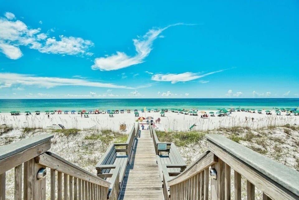 Private beach in front of the complex
