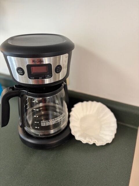 Large drip coffee maker and filters