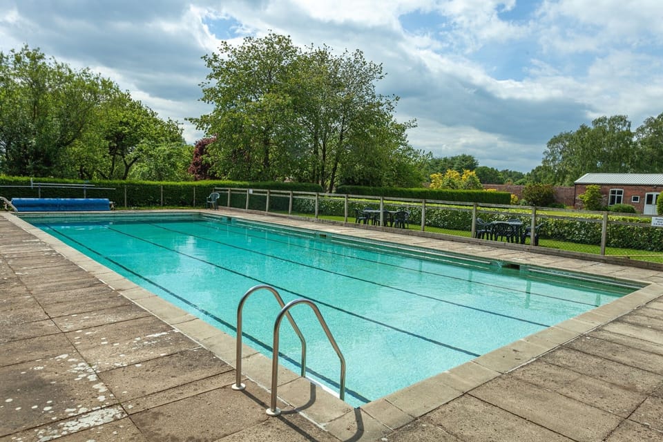 The seasonal outdoor pool