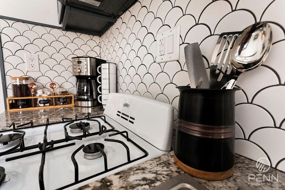 A fully stocked kitchenette, ready for home-cooked meals and fresh coffee!