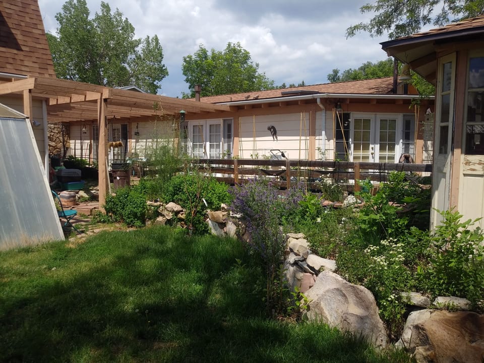 Backyard entrance. Center Doors with Smart Lock.