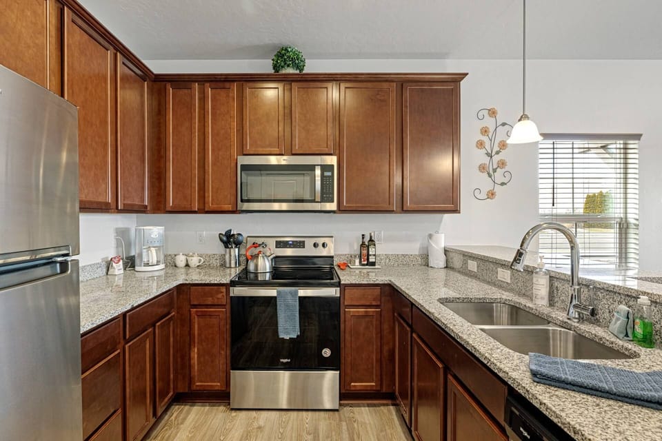 Stainless steel appliances and all the necessities for cooking a great meal!