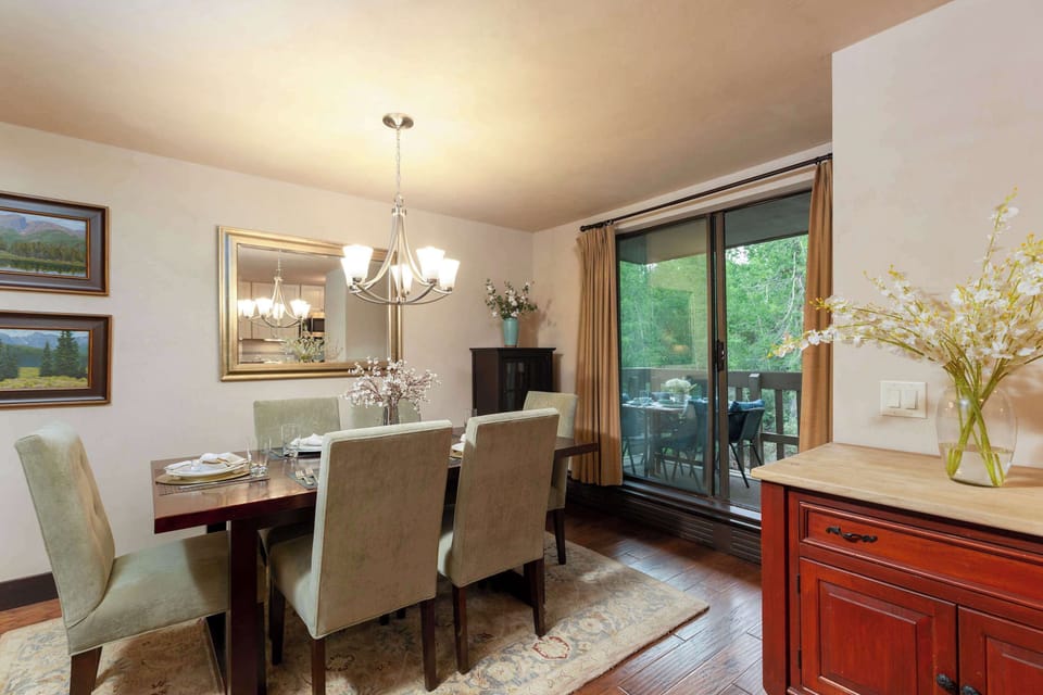 Separate dining area with seating for six